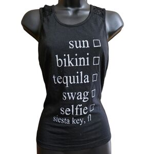 Sun, Bikini, Tequila, Selfie Open Back Tank Top